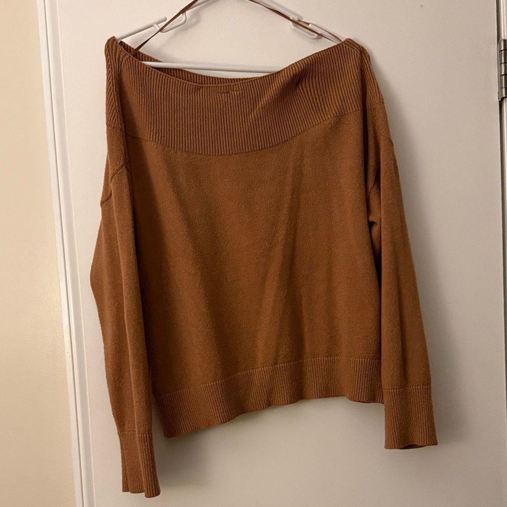 Anthropologie Brown Off-Shoulder Sweater